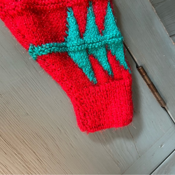 Handmade Holiday Knitted Sweater - Red & Green | Unisex Size 10 - Picture 4 of 8